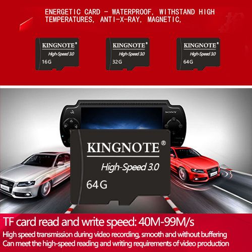 Kingnote Memory Card 128GB with adapter, High Speed Flash 3.0 Memory TF card for tablet/camera/phone/laptop/computer/car audio/game console/audio - Store files safely!