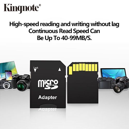Kingnote Memory Card 128GB with adapter, High Speed Flash 3.0 Memory TF card for tablet/camera/phone/laptop/computer/car audio/game console/audio - Store files safely!