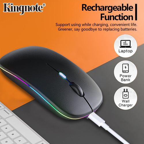 1000mAh! Kingnote Wireless Mouse Bluetooth Luminous Mouse 2.4GHz Rechargeable portable office must-have suitable for PC/ tablet/laptop,Super long standby time