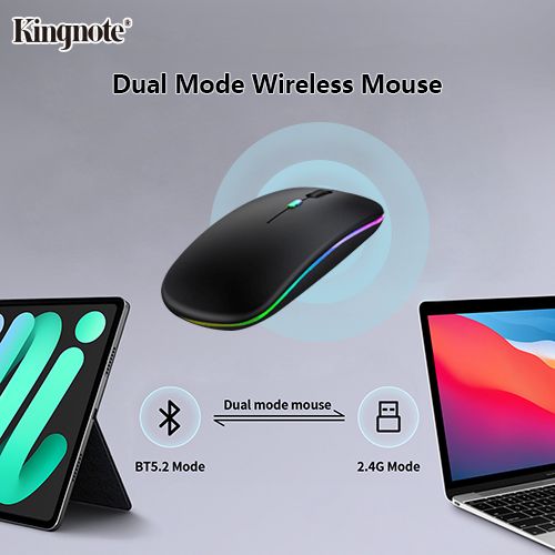 1000mAh! Kingnote Wireless Mouse Bluetooth Luminous Mouse 2.4GHz Rechargeable portable office must-have suitable for PC/ tablet/laptop,Super long standby time