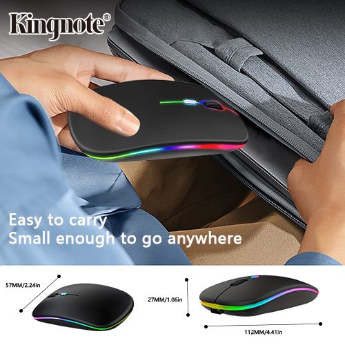 1000mAh! Kingnote Wireless Mouse Bluetooth Luminous Mouse 2.4GHz Rechargeable portable office must-have suitable for PC/ tablet/laptop,Super long standby time