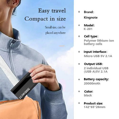 KingNote Power Banks 20000 mAh portable SUPER Fast charde, charger cell phone, Bluetooth headset and other mobile electronic products