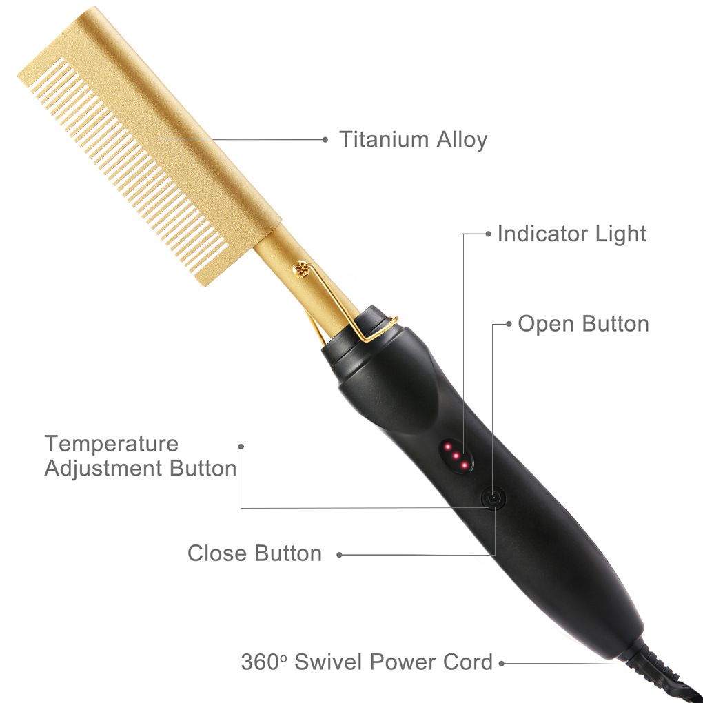2 in 1 Hot Comb Straightener Electric Hair Straightener Hair Curler Wet Dry Use Hair Flat Irons Hot Heating Comb For Hair Send the hook