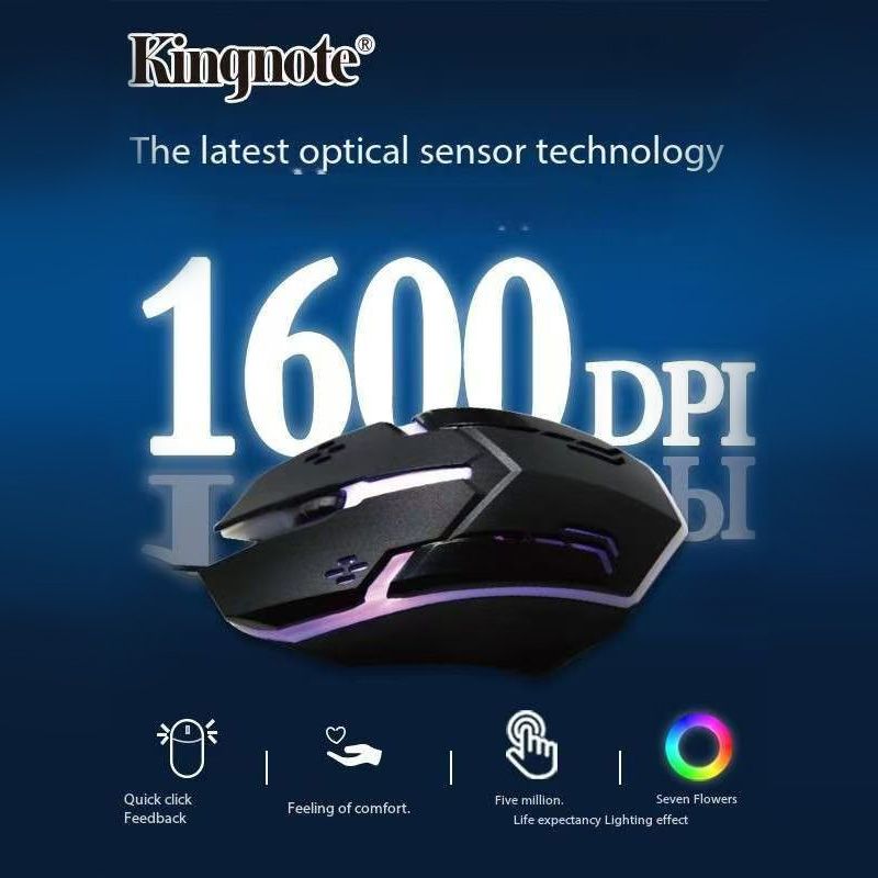Kingnote USB Wired Mouse Colorful LED Mice Optical Wired Gamer Mouse For Desktop Laptop PC Computer,Super long standby time