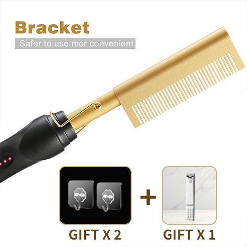 2 in 1 Hot Comb Straightener Electric Hair Straightener Hair Curler Wet Dry Use Hair Flat Irons Hot Heating Comb For Hair Send the hook