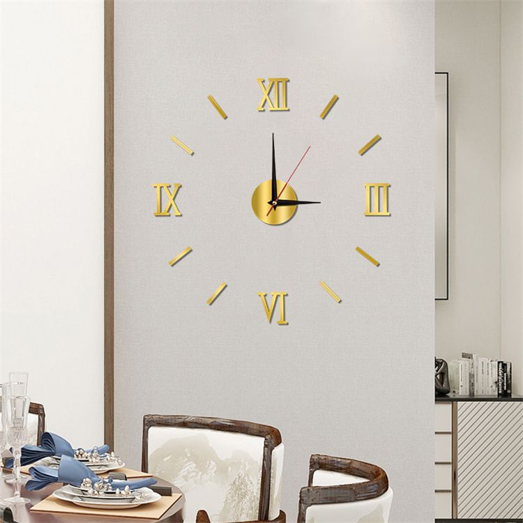 KingNote Modern 3D Acrylic Digital Wall Clock Roman Numerals Design Mirror Wall Clock Fashion Large Round Wall Clock DIY Self Adhesive Clocks