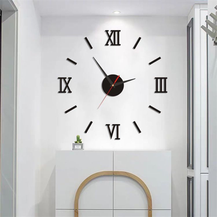 KingNote Modern 3D Acrylic Digital Wall Clock Roman Numerals Design Mirror Wall Clock Fashion Large Round Wall Clock DIY Self Adhesive Clocks