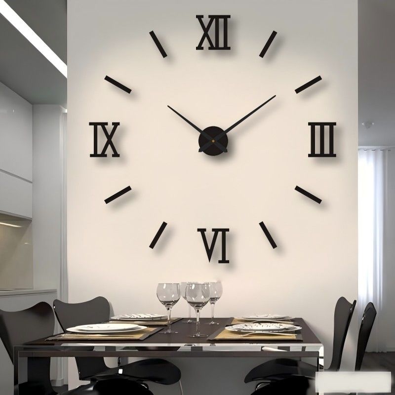KingNote Modern 3D Acrylic Digital Wall Clock Roman Numerals Design Mirror Wall Clock Fashion Large Round Wall Clock DIY Self Adhesive Clocks
