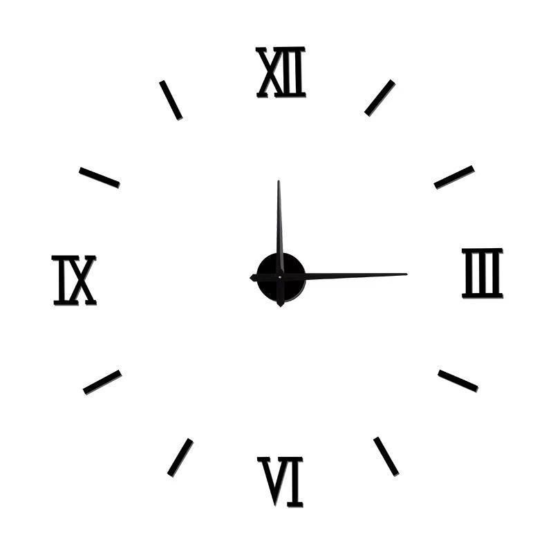 KingNote Modern 3D Acrylic Digital Wall Clock Roman Numerals Design Mirror Wall Clock Fashion Large Round Wall Clock DIY Self Adhesive Clocks