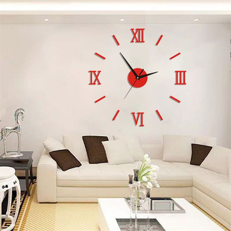 KingNote Modern 3D Acrylic Digital Wall Clock Roman Numerals Design Mirror Wall Clock Fashion Large Round Wall Clock DIY Self Adhesive Clocks