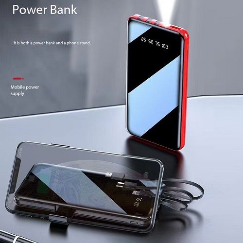 KingNote 20000mAh Light Beam Power Bank with Fast Charging, Built-in Cables & LED Display portable charde, charger cell phone, Bluetooth headset and other mobile electronic products