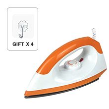 1000W - High Professional Home Based Dry Electric Iron -Blue/Orange  Gift Hook 4pieces