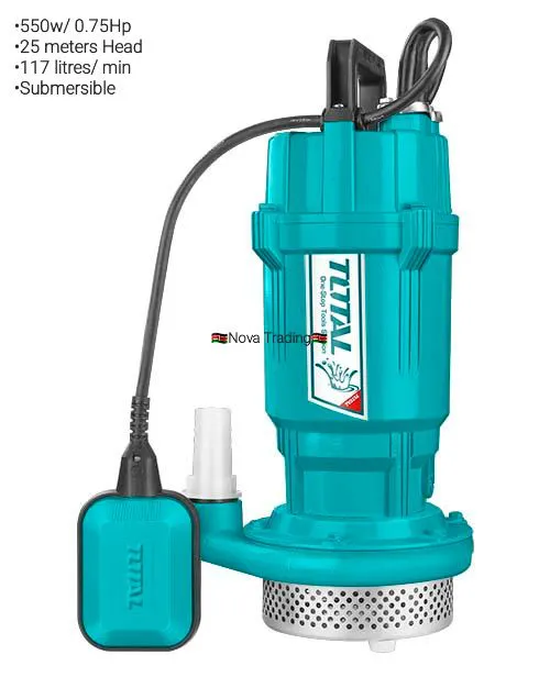 TOTAL™️ WATER PUMPS; Booster/ Peripheral/ Submersible/ Sewage/ and Fountain/ Aquarium Pumps; 370w/ 0.5Hp; 550w/ 0.75Hp; 750w/ 1Hp; 1.5Hp, 2Hp