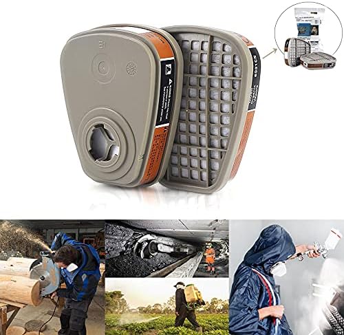 6001 Organic Vapor Cartridge with Activated Carbon Filters for 6100/6200/6800/7502/FF402 Gas Masks - 2pcs