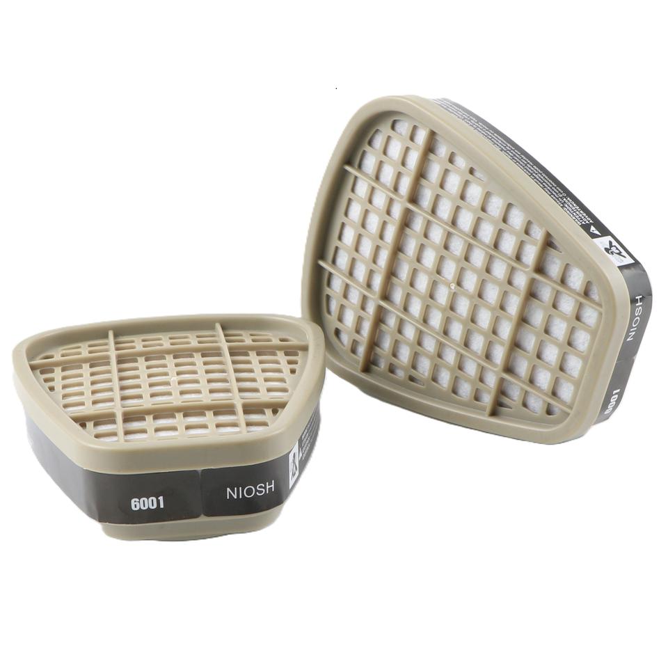 6001 Organic Vapor Cartridge with Activated Carbon Filters for 6100/6200/6800/7502/FF402 Gas Masks - 2pcs