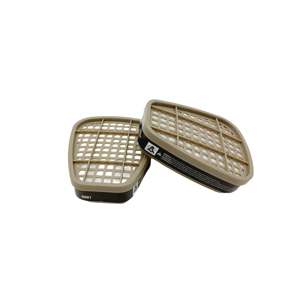 6001 Organic Vapor Cartridge with Activated Carbon Filters for 6100/6200/6800/7502/FF402 Gas Masks - 2pcs