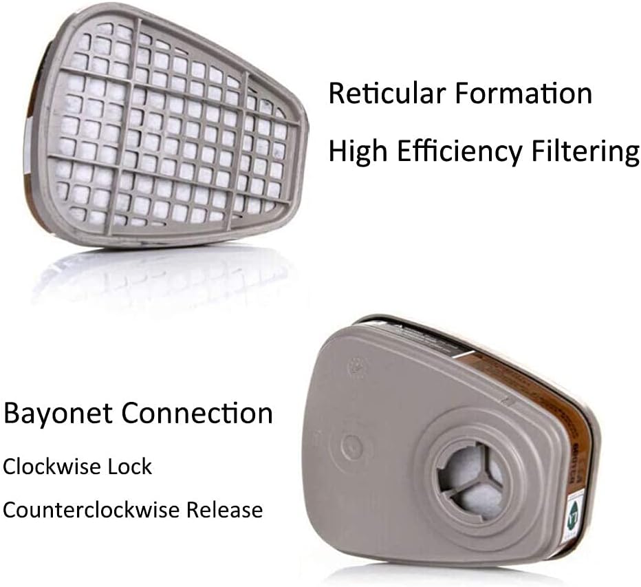 6001 Organic Vapor Cartridge with Activated Carbon Filters for 6100/6200/6800/7502/FF402 Gas Masks - 2pcs