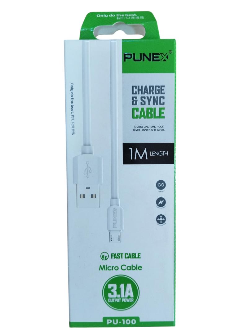 Punex Super Fast Charging And Data Normal Cable. 1Meter Long. White As Shown In The Picture. Quality Guaranteed