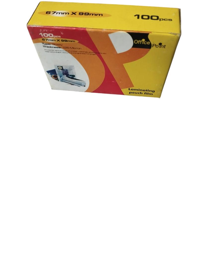 Laminating Pouch Film 100 Pcs With Glossy Surface And Brilliant Colour Result 67mm*99mm.