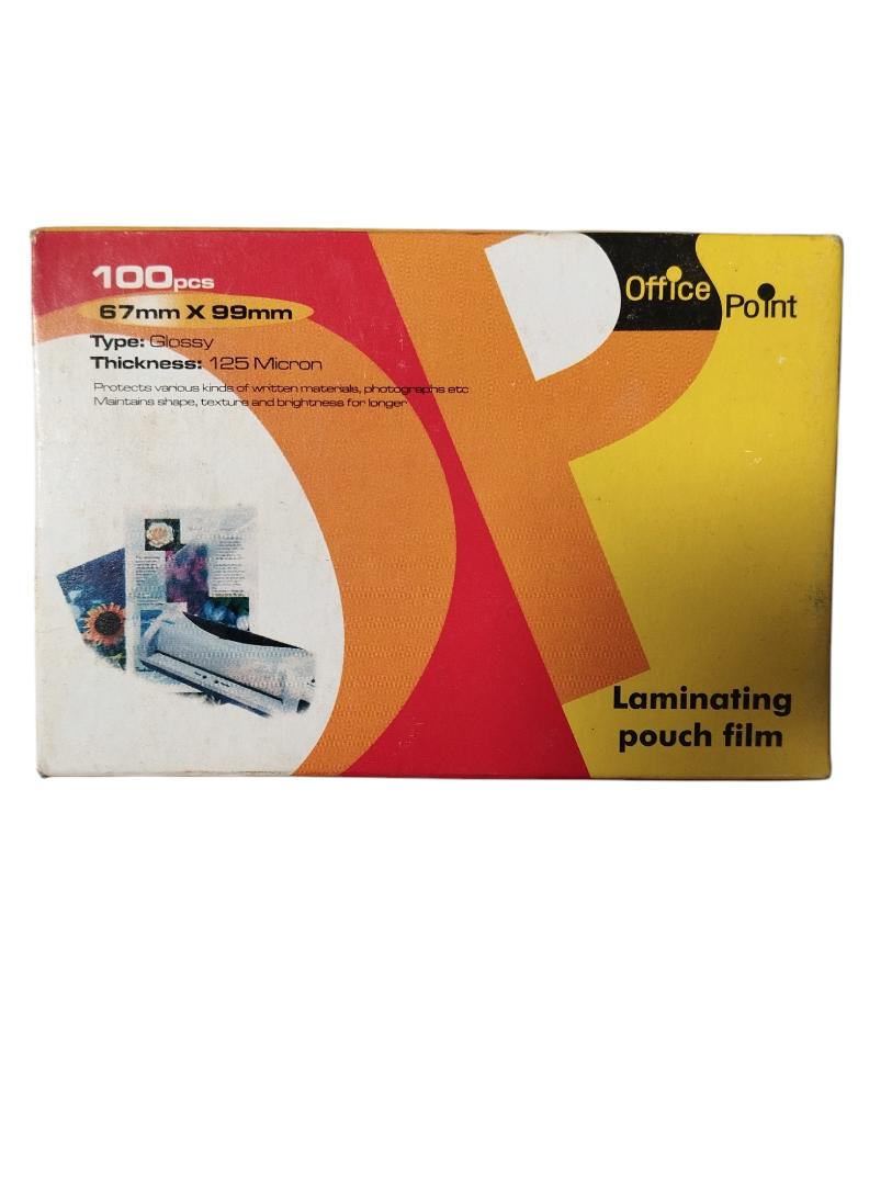 Laminating Pouch Film 100 Pcs With Glossy Surface And Brilliant Colour Result 67mm*99mm.