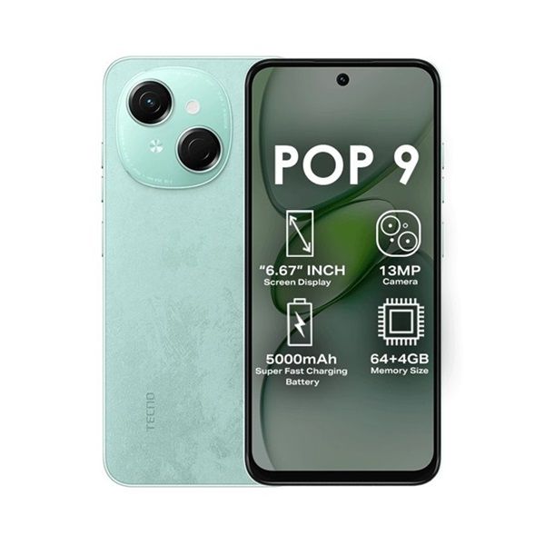 [PRICE DROP] Tecno Pop 9 6.67" 120 Hz LCD Display 64GB + 6(3+3)GB 13MP+8MP Camera Unisoc T615 Processor Dual speakers 5000mAh Battery Type-C Android 14 Dual SIM Side Fingerprint smartphone