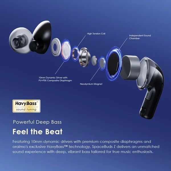 [BRAND NEW] Oraimo SpaceBuds Z ANC True Wireless Earbuds OTW-625 with Spatial Audio 38Hr Long Playtime Heavy-bass Dual-device Connectivity Bluetooth Earpods Earphones