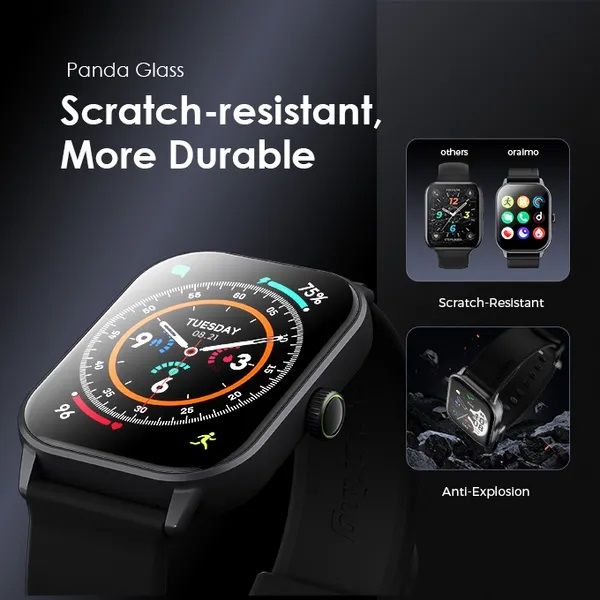[Best Watch] Oraimo Watch 5  OSW-805 10.8mm 2.01" 50Hz HD Full Touch Screen Health Monitoring Sports Mode Wireless HD Calling Bluetooth 300mAh Battery 7 Days Usage Time 1ATM Water-resistant Smartwatch