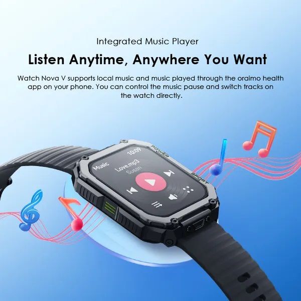 [Elegant Watch] Oraimo Watch Nova V OSW-802N 2.01" TFT HD Screen Health Monitoring Sports Mode Wireless HD Calling Bluetooth V5.3 300mAh 3.8V Battery 7 Days Usage Time 1ATM Waterproof Smartwatch