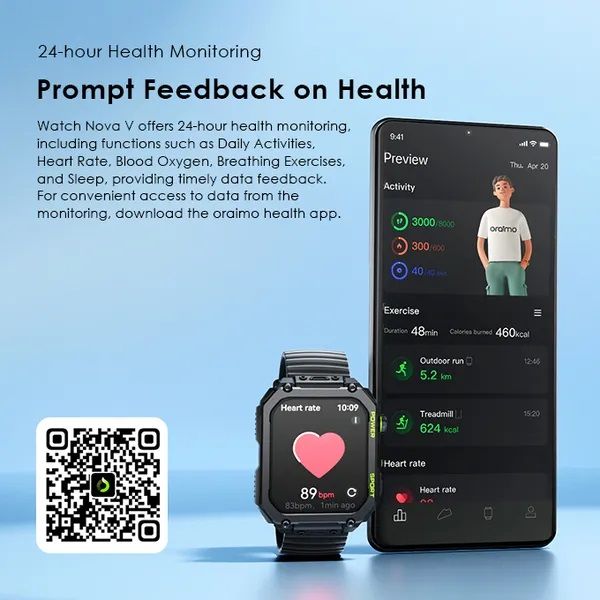 [Elegant Watch] Oraimo Watch Nova V OSW-802N 2.01" TFT HD Screen Health Monitoring Sports Mode Wireless HD Calling Bluetooth V5.3 300mAh 3.8V Battery 7 Days Usage Time 1ATM Waterproof Smartwatch