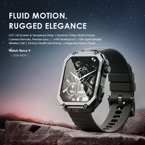 [Elegant Watch] Oraimo Watch Nova V OSW-802N 2.01" TFT HD Screen Health Monitoring Sports Mode Wireless HD Calling Bluetooth V5.3 300mAh 3.8V Battery 7 Days Usage Time 1ATM Waterproof Smartwatch