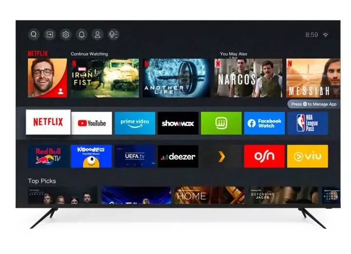 VISION PLUS 65" inch Smart TV Frameless 4K UHD Frameless V+ OS Television 65", Free Wall Bracket NETFLIX OFFICIAL YOUTUBE, DOLBY AUDIO, BLUETOOTH, VP8855KV 1YR WARRANTY.