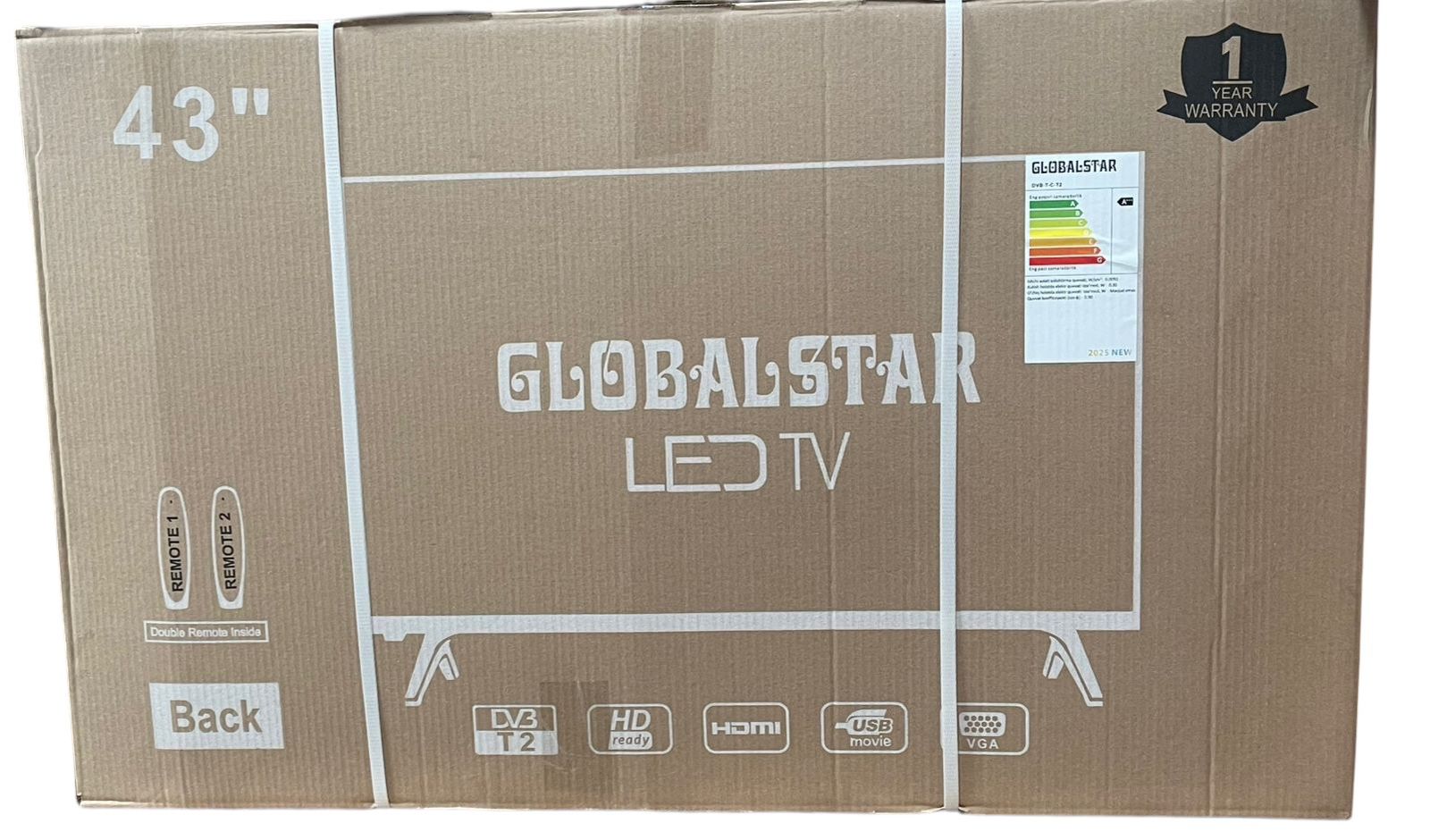 Globalstar TV 43" Inch Smart Android TV, USB, Netflix, Youtube,LED, VGA, HDMI - Black