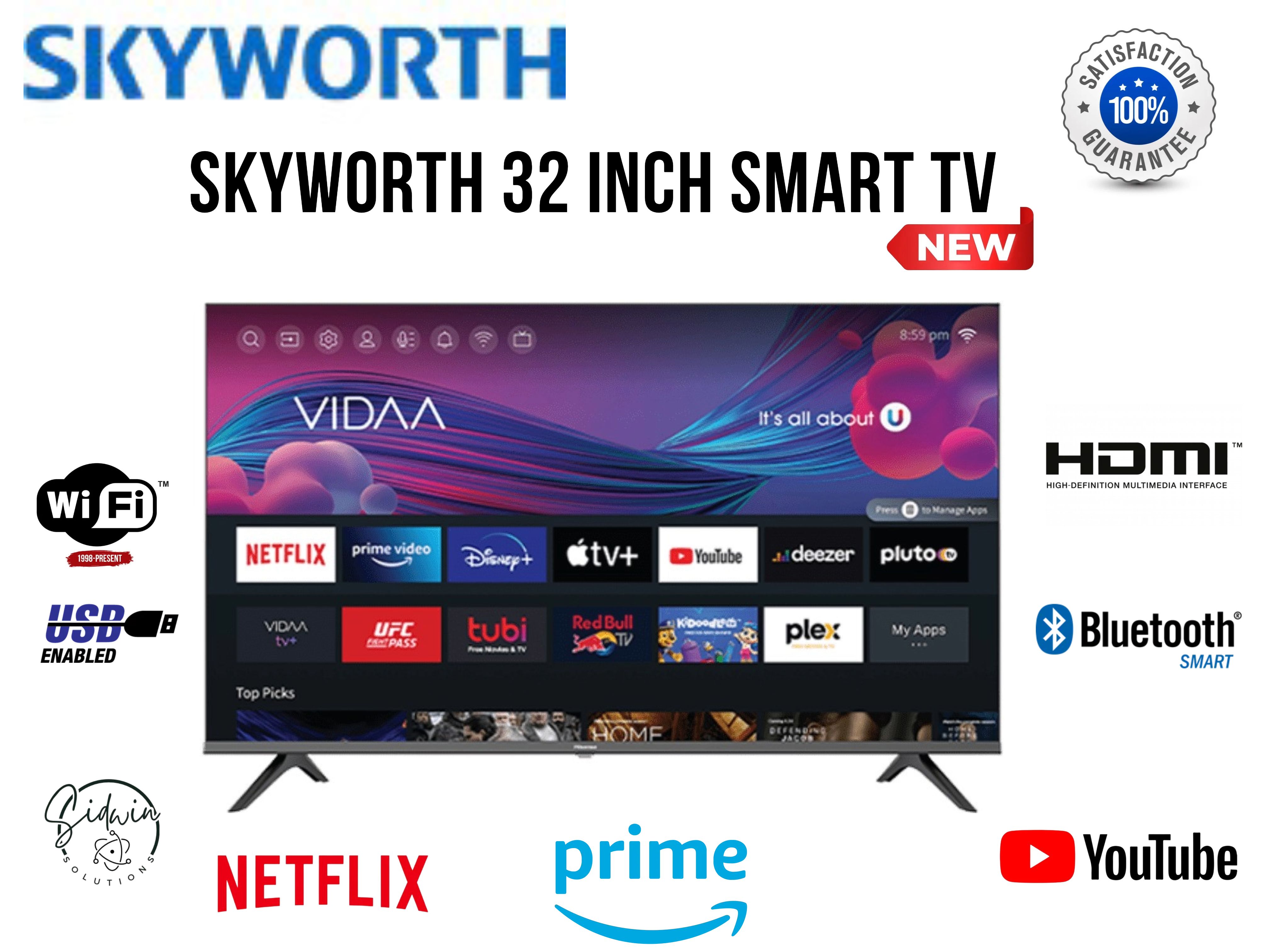 Skyworth 32'' Smart Google TV YOUTUBE NETFLIX FRAMELESS