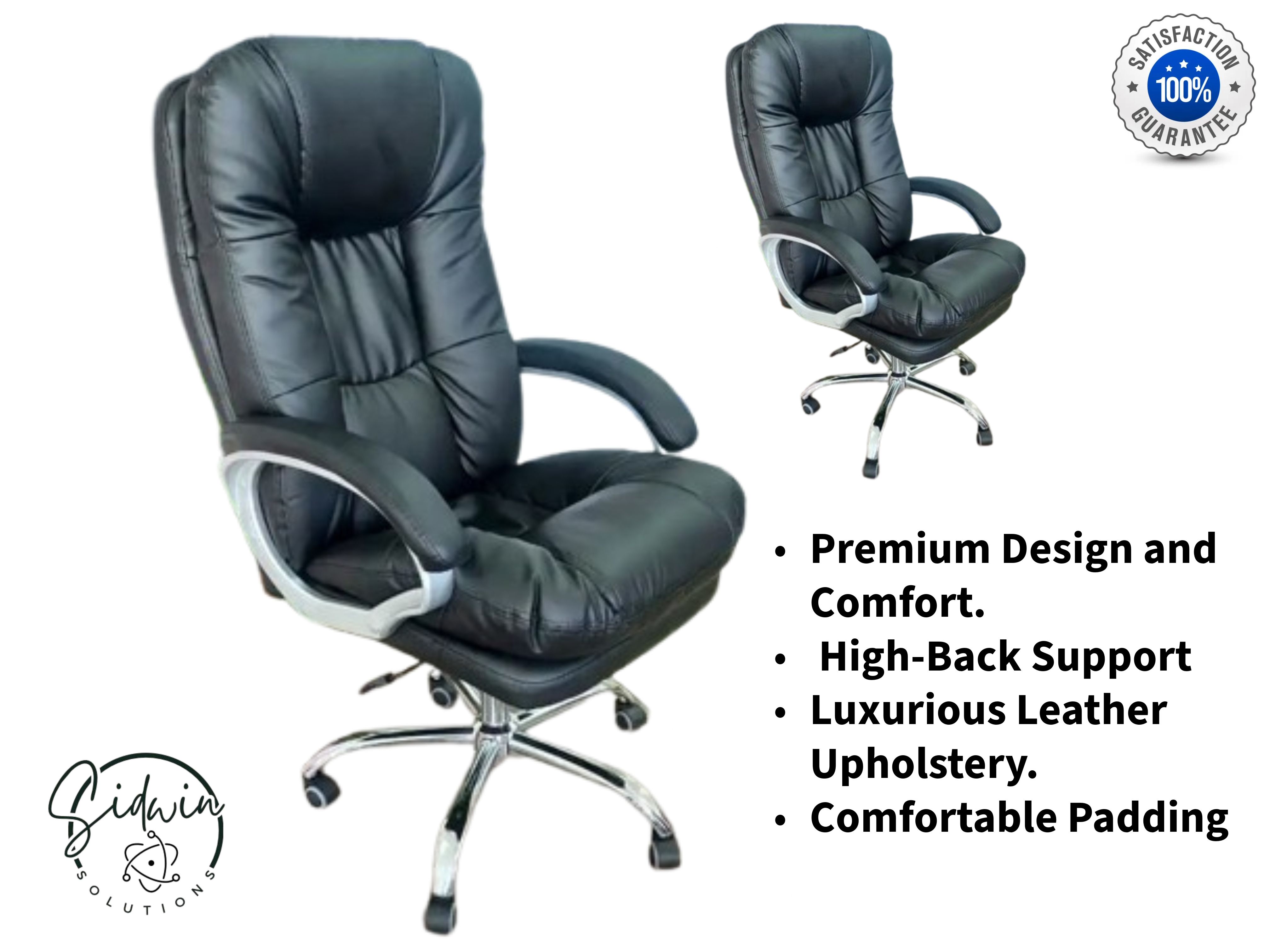 OFFICE SECRETARIAL MANAGERIAL EXECUTIVE OFFICE CHAIR: BLACK IN COLOR- Premium Design and Comfort, High-Back Support, Luxurious Leather Upholstery, Comfortable Padding. CLEARANCE CLEARANCE DONT MISS