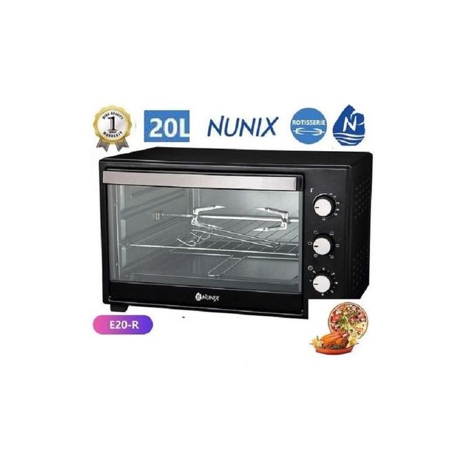 Nunix 20L Electric Oven With Rotisserie, 3 knob settings ,High Quality Electric Oven.