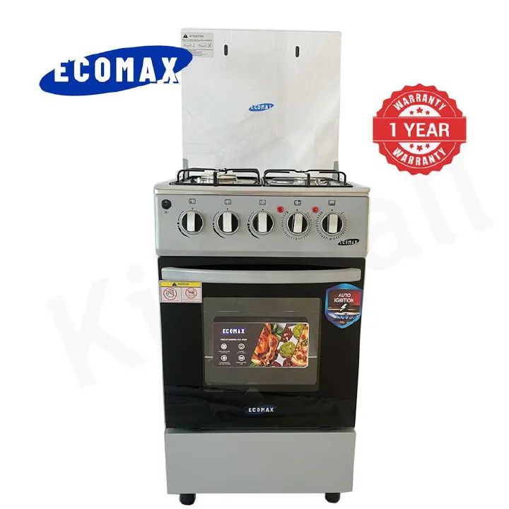 ECOMAX 3+1 STANDING COOKER 50*55 SILVER + 3 FREE GIFTS ( APRON, ECOMAX TSHIRT & WIPPING CLOTH)
