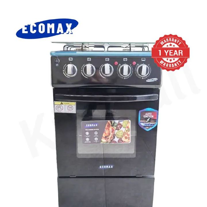 ECOMAX 3+1 STANDING COOKER 50*55 BLACK  + 3 FREE GIFTS ( APRON, ECOMAX TSHIRT & WIPPING CLOTH)