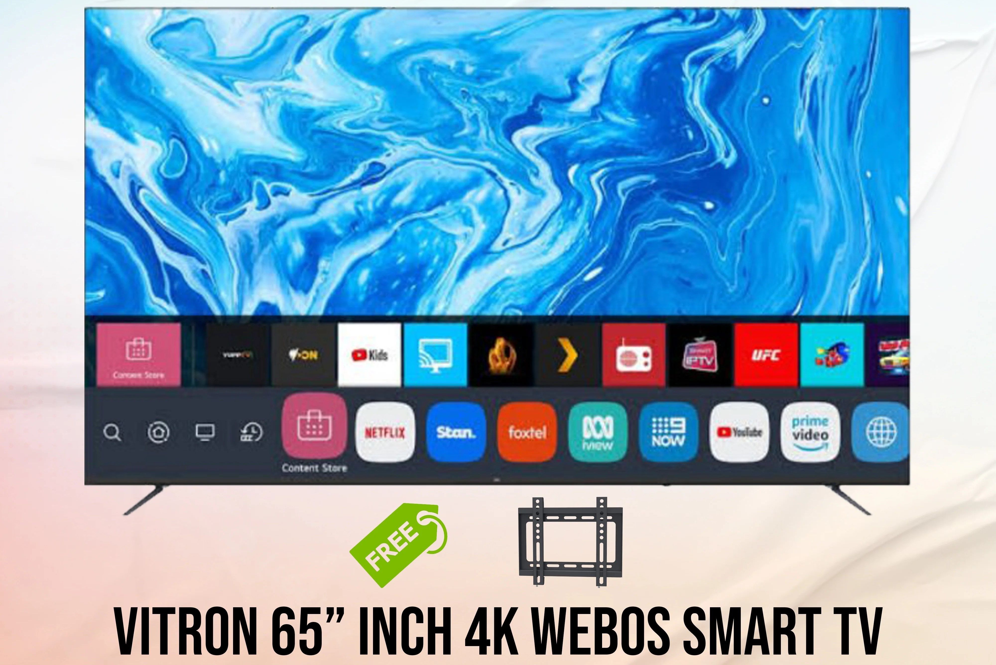 Vitron 65” SMART 4K BT ENABLED YOUTUBE NETFLIX WebOS Vitron 65 Inch UHD 4K WebOS Smart Frameless TV