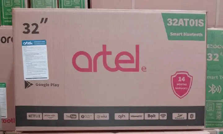 Artel 32 inch Smart TV Android Frameless with Bluetooth Artel 32 inch Smart TV Slim Frameless,2 USB Ports, 3 HDMI Ports, Free-to-air channel ,Full HD 1080p,Bluetooth,YouTube, Netflix Wifi
