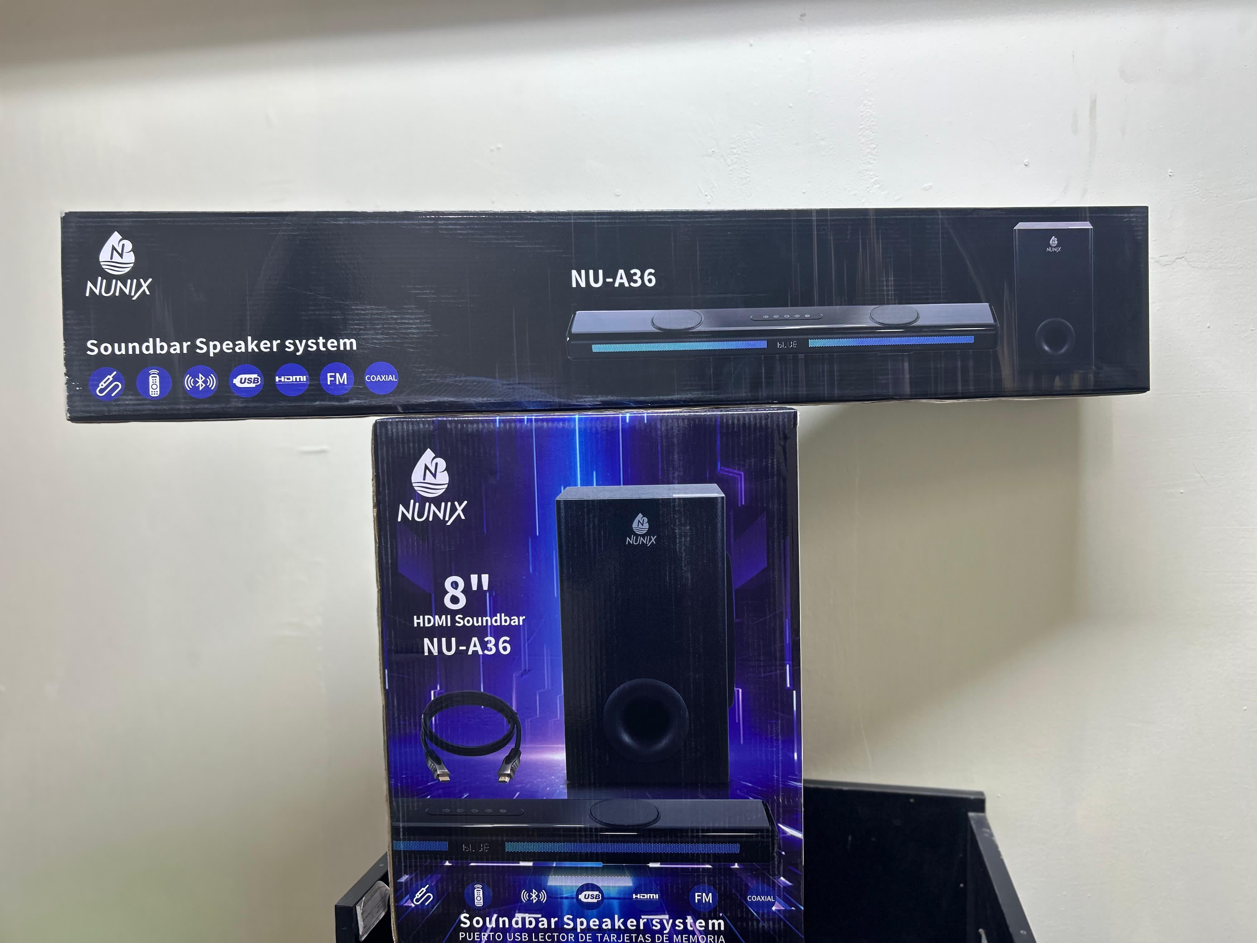 Nunix A36 Sound bar Speaker System NU-A36 High-Quality Sound Bluetooth Connectivity USB and SD Card Support FM Radio 2.1 Channel System Compact Design Multimedia Compatibility User-Friendly Interface