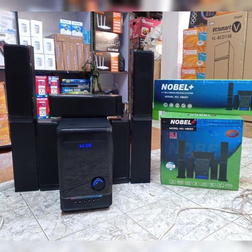 Nobel Plus 5.1 Subwoofer NB-1211 Home Theater BT Speaker System 22000W PMPO multimedia speaker Aux input Colorful LED Display Remote control Card reader FM Radio Super Bass surround + FREE AIRPODS