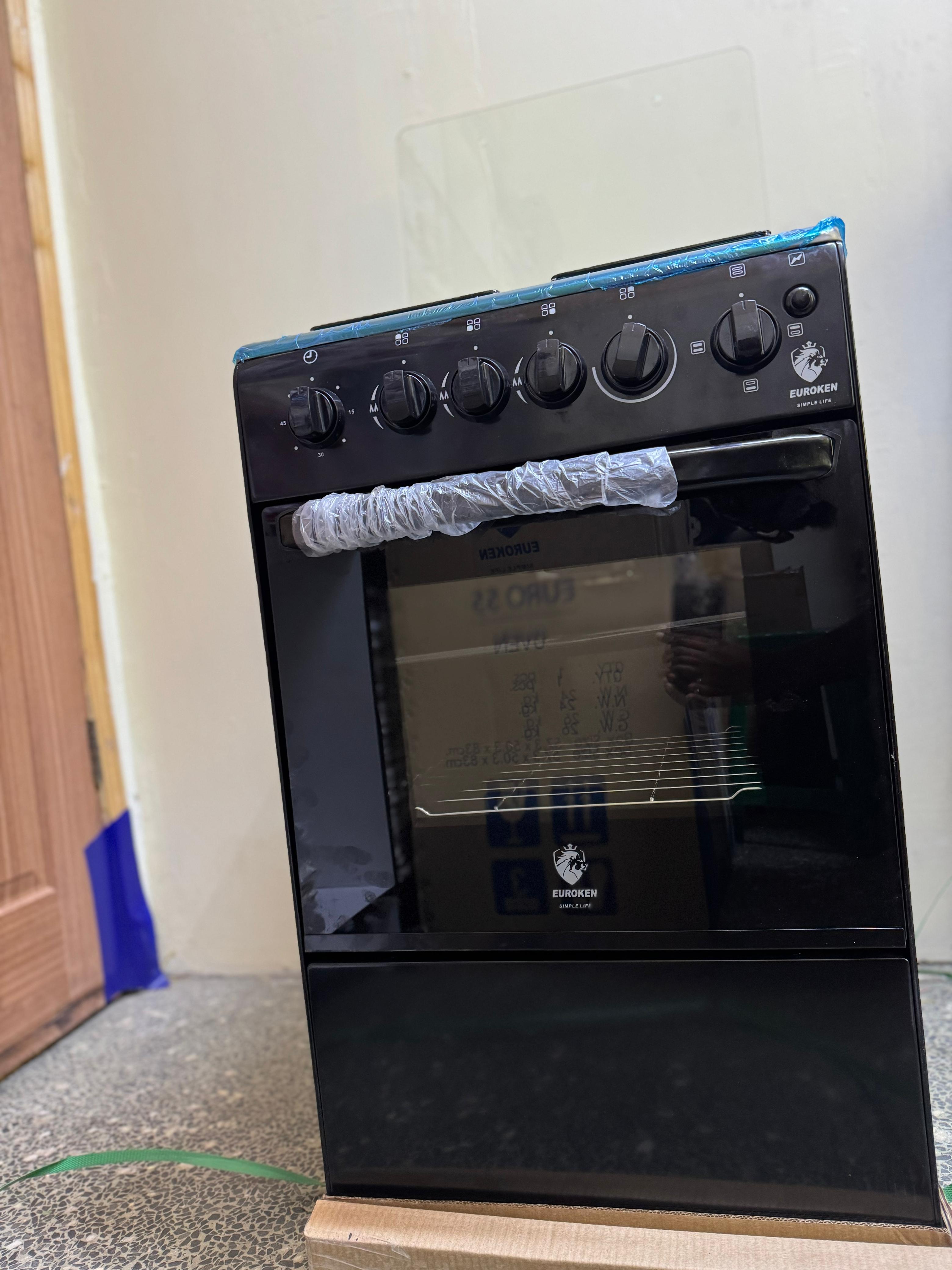 DONT MISS OUT  50×55 Euroken 3+1 standing cooker with electric oven cooker GLASS LID, DOUBLE OVEN HEATER,OVEN TIMER,PLUS IGNITION,JET VALVE,PURE ALUMINIUM BX BURNER. NO OVEN LUMP.