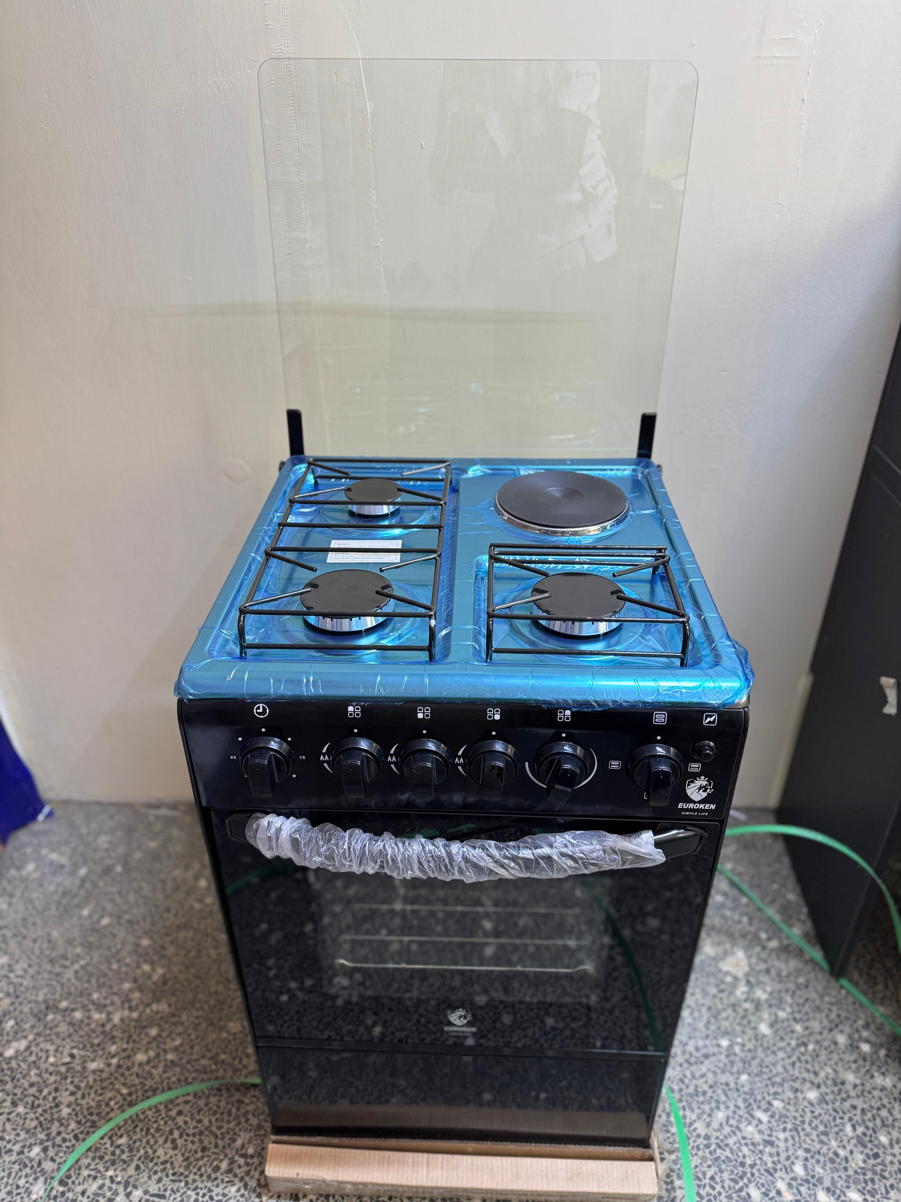 DONT MISS OUT  50×55 Euroken 3+1 standing cooker with electric oven cooker GLASS LID, DOUBLE OVEN HEATER,OVEN TIMER,PLUS IGNITION,JET VALVE,PURE ALUMINIUM BX BURNER. NO OVEN LUMP.