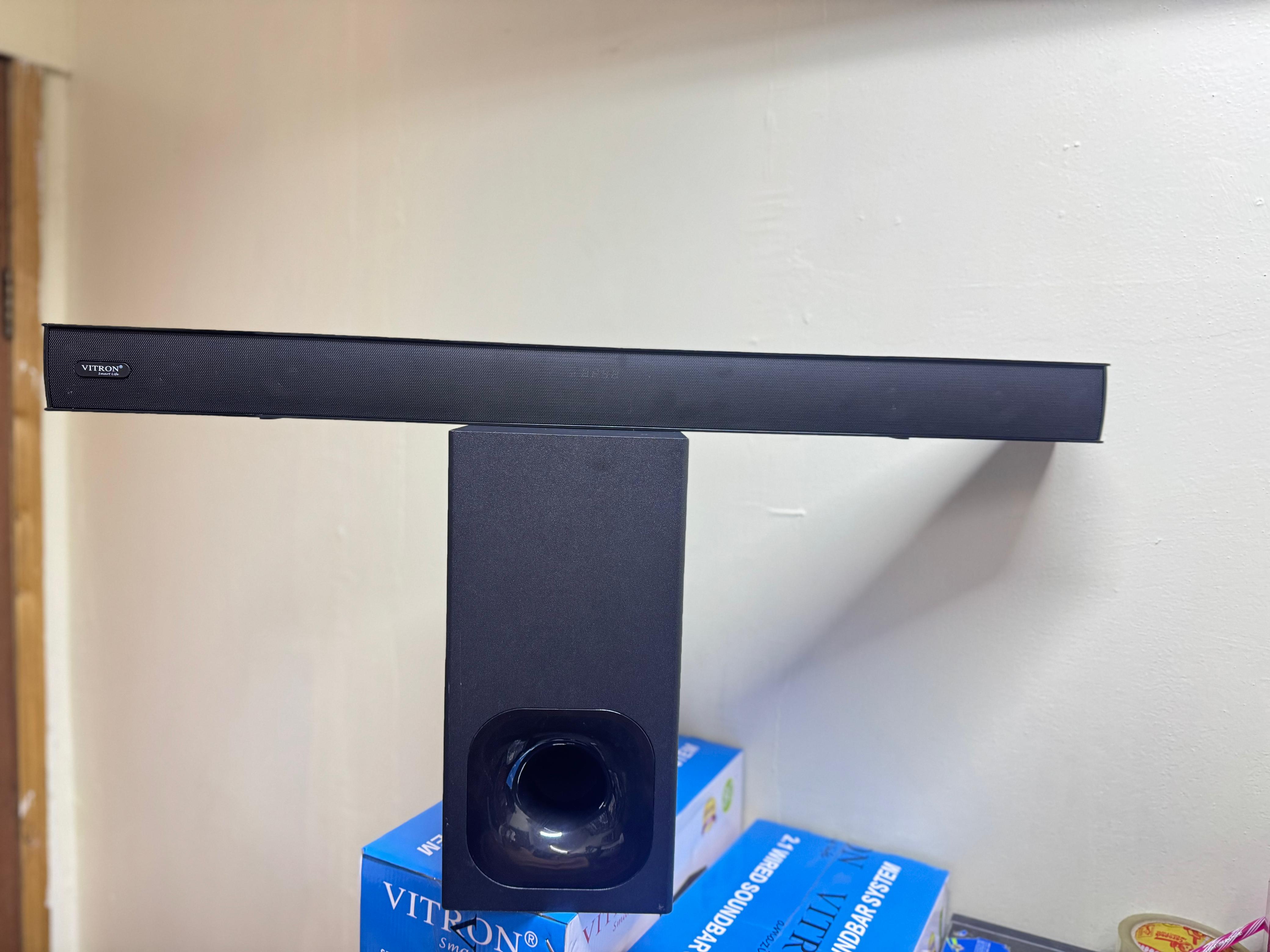 Vitron Sound bar System V61SB Power Output: 6,000W PMPO Channel Setup: 2.1 channel system Connectivity Options: USB, AUX, HDMI ARC, Bluetooth VERY GOOD BASS
