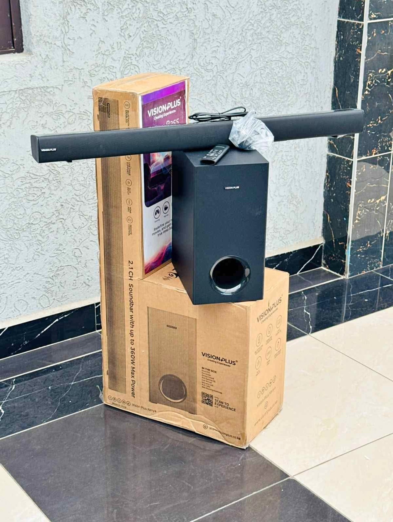 Vision Plus VP2111SB Sound bar 240W Bluetooth, USB, Optical, HDMI, AUX Bluetooth Version: 5.0 (NO FM) Very Good Quality Sound and Low Key Bass Perfect for Small Spaces/Office/Shops &Small living Room