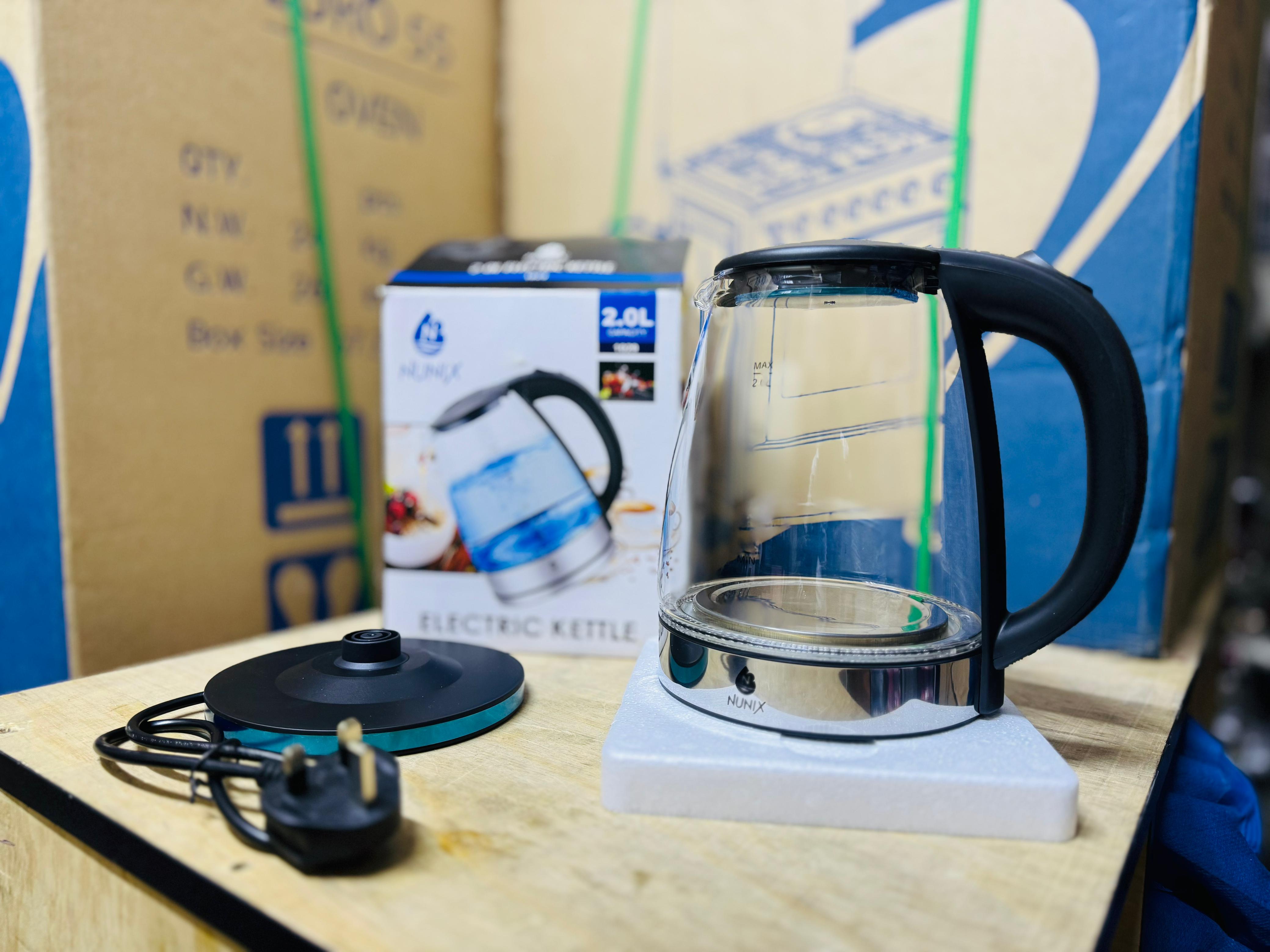 NUNIX 360° Cordless Glass Jug Electric Kettle 1500w model no.1029 2L capacity voltage 220V-240V 50Hz 2 liters