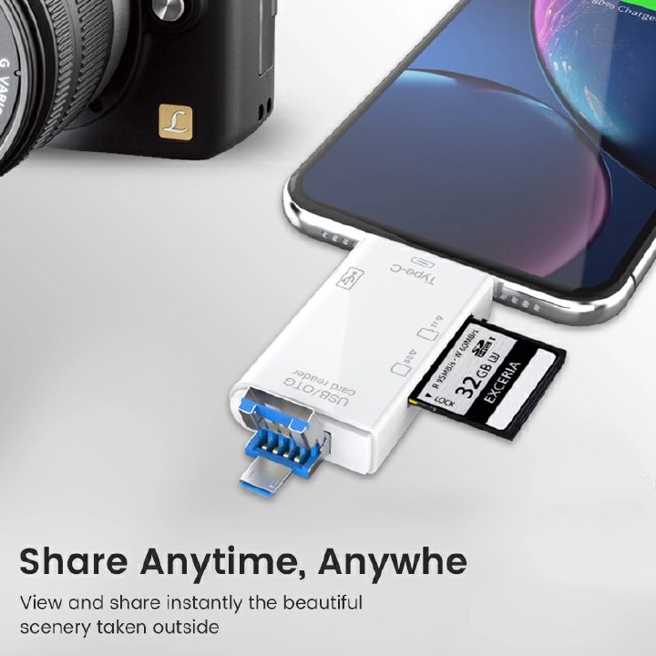 Great Life 6 in 1 OTG Type C Card Reader USB 3.0 TF Micro SD Smart Memory Flash Drive Adapter Micro Phone Accessories Multifunction Card Reader
