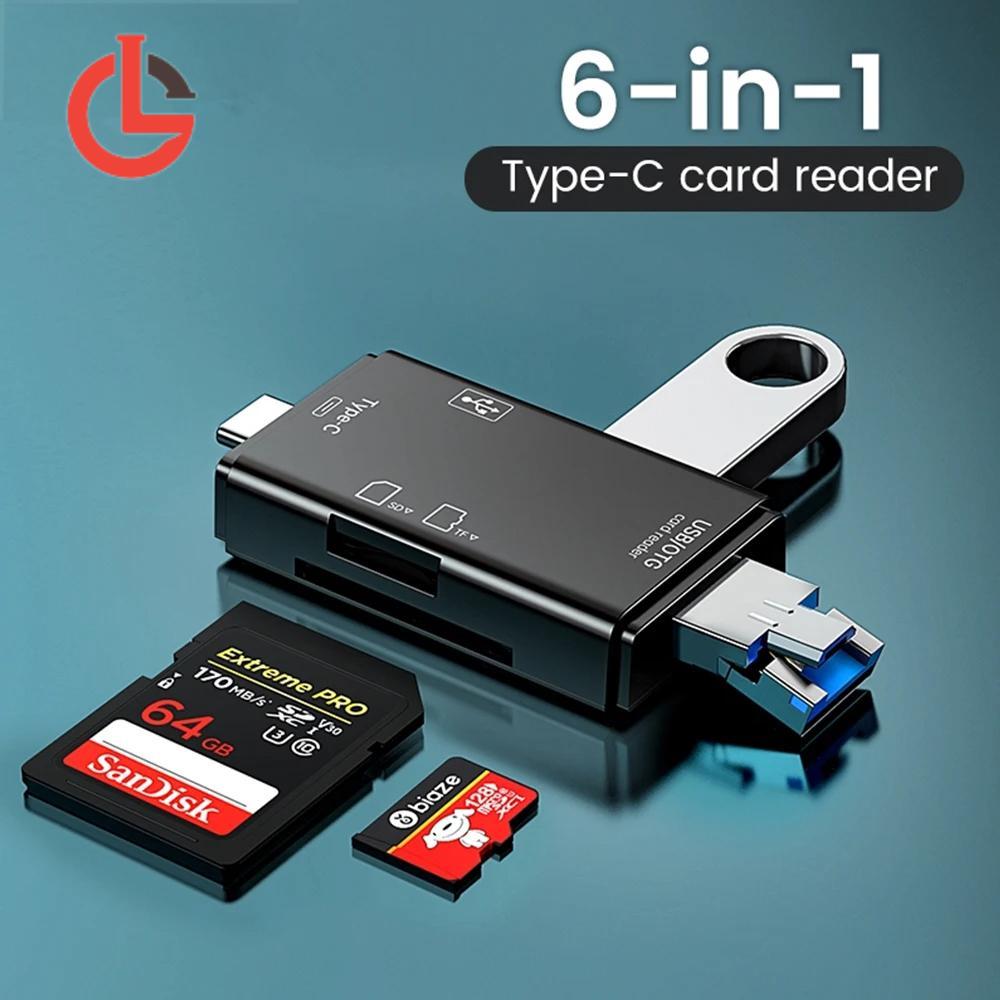 Great Life 6 in 1 OTG Type C Card Reader USB 3.0 TF Micro SD Smart Memory Flash Drive Adapter Micro Phone Accessories Multifunction Card Reader