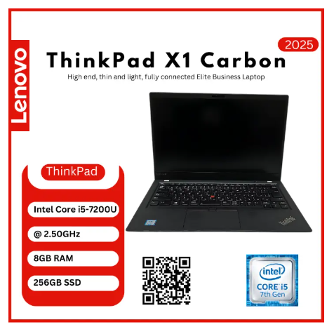 Lenovo ThinkPad X1 Carbon Intel Core i5-7200U @ 2.50GHz 8GB RAM 250GB SSD Ultra-Light Refurbished  laptop  Business Laptop