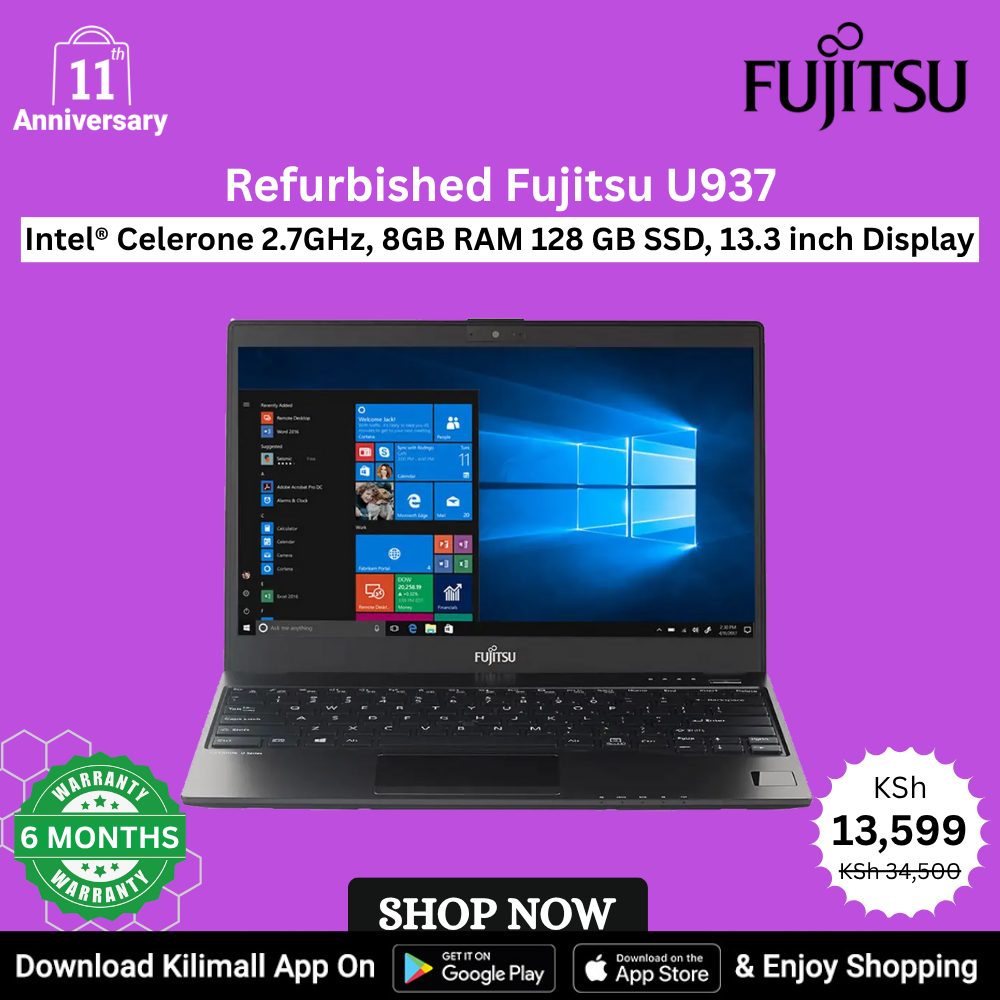 (ANNIVERSARY OFFER) Refurbished Fujitsu U937 UltraPortable Laptop  Intel Celeron 8GB RAM 128GB SSD Lightweight Business Student Notebook HD Webcam Fingerprint Reader Performance Video Editing Graphic